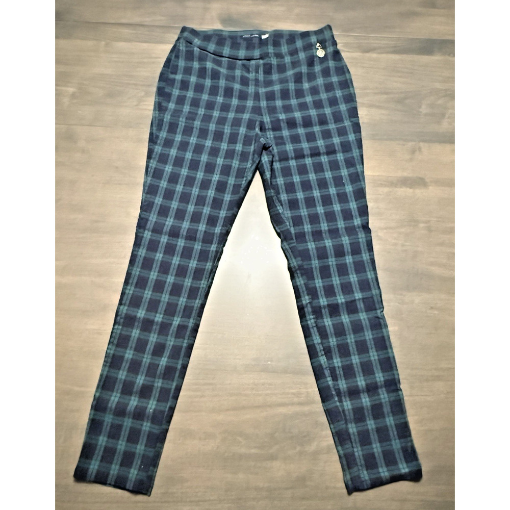 Tommy Hilfiger Women's Green/Blue Plaid Pull-On Mid-Rise Pants Size 10